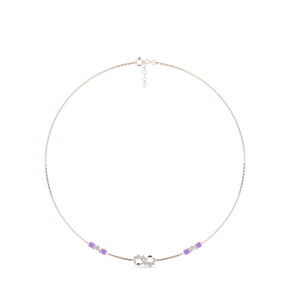 9ct Rose Gold Amethyst Women's Choker Necklace Carbunculus