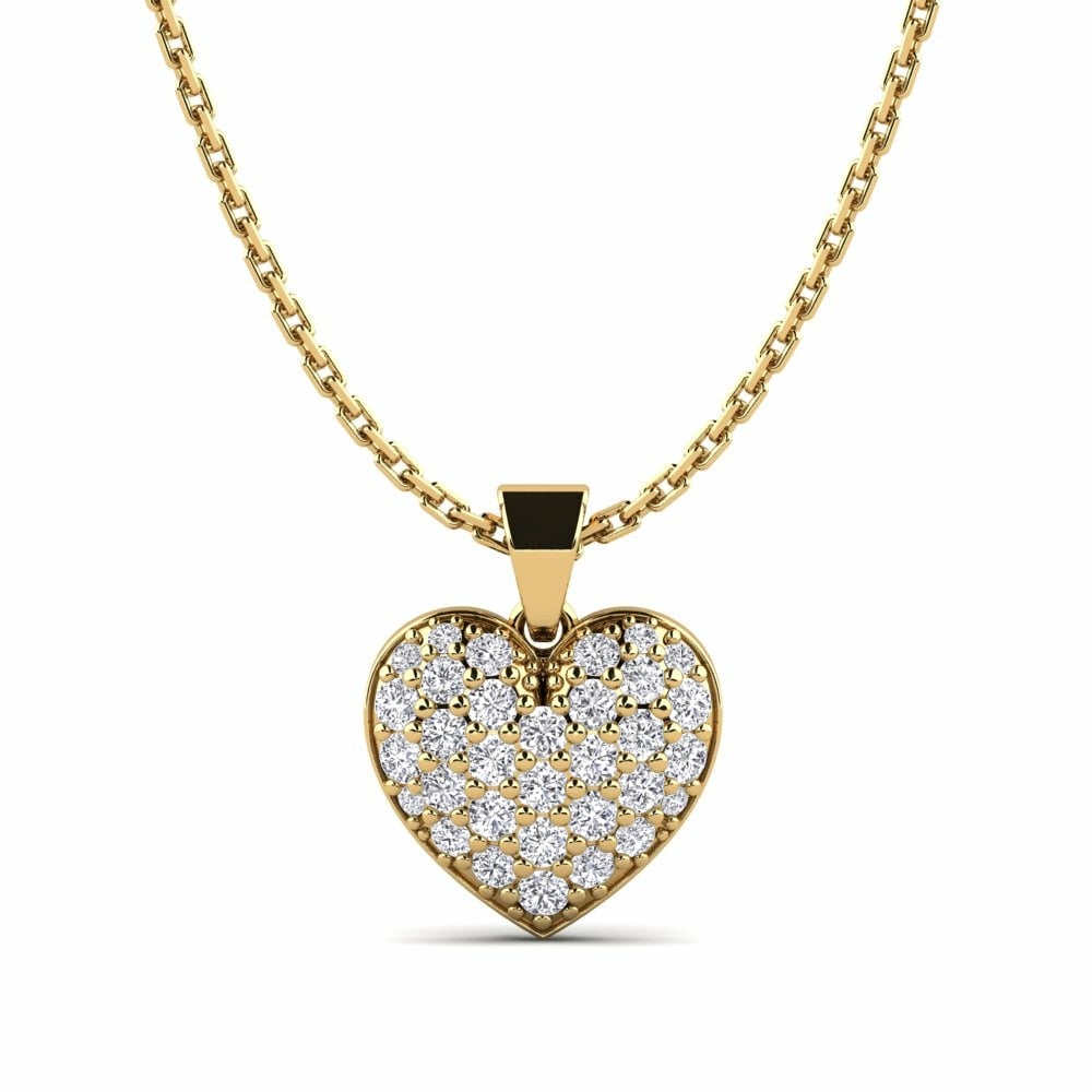 Heart Necklaces GLAMIRA Pendant Carburant 585 Yellow Gold Diamond