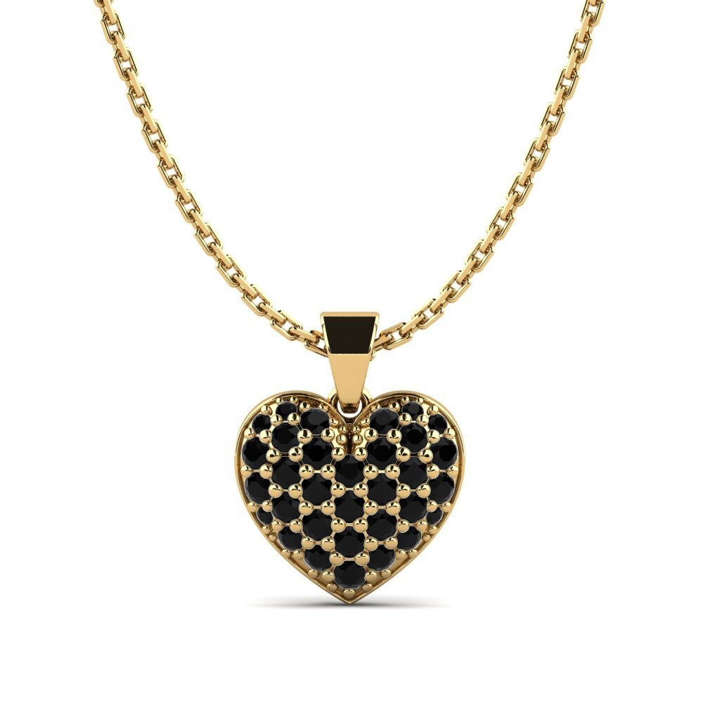 14k Yellow Gold Black Diamond Women's Pendant Carburant