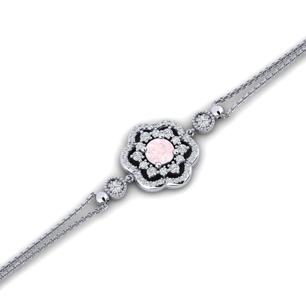 White Silver Rose Quartz Women's Bracelet Carcan
