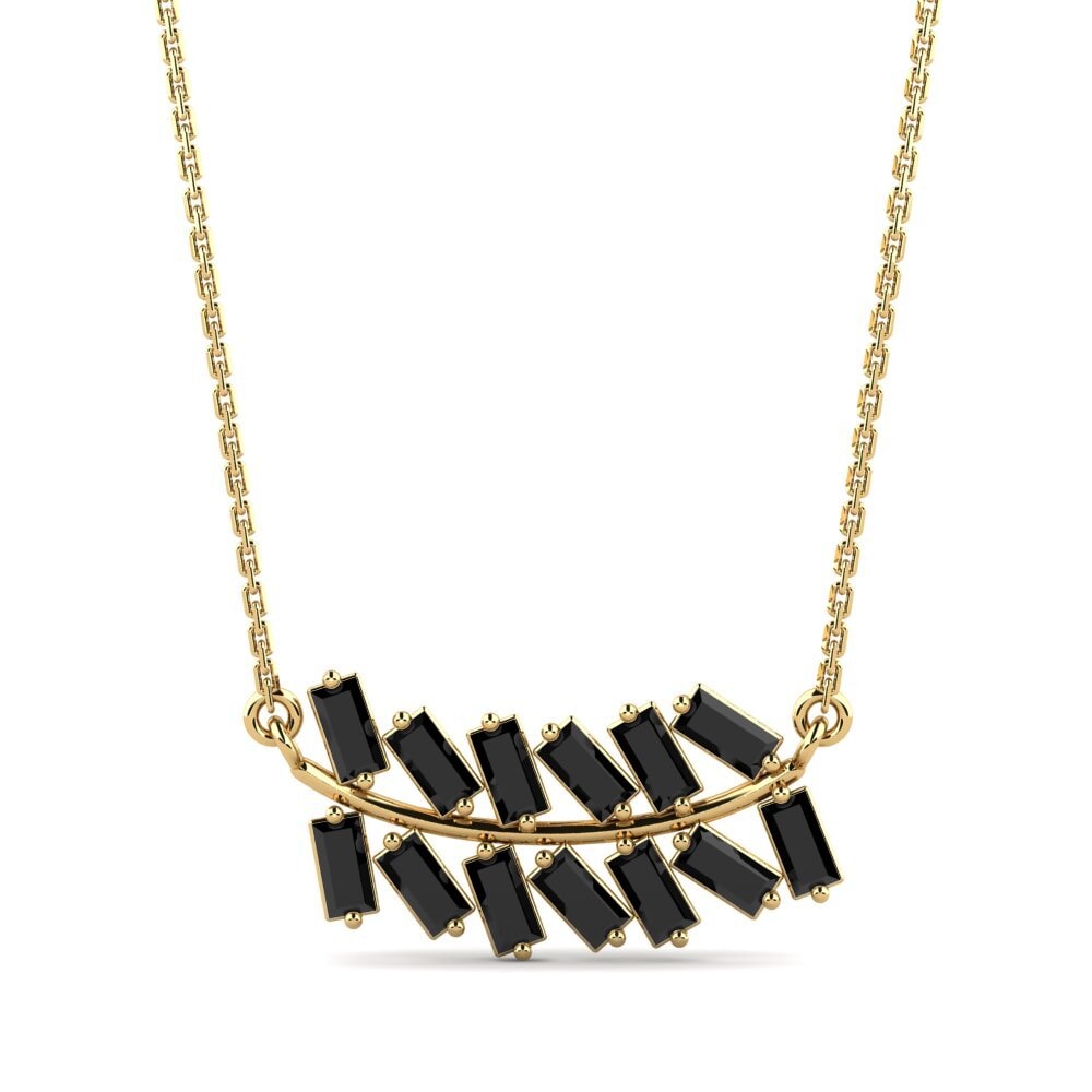 Baguette Black Sapphire Women's Necklace Caren
