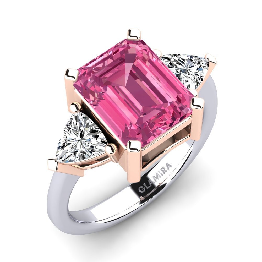 14ct White & Rose Gold Pink Tourmaline Engagement Ring Carenzia