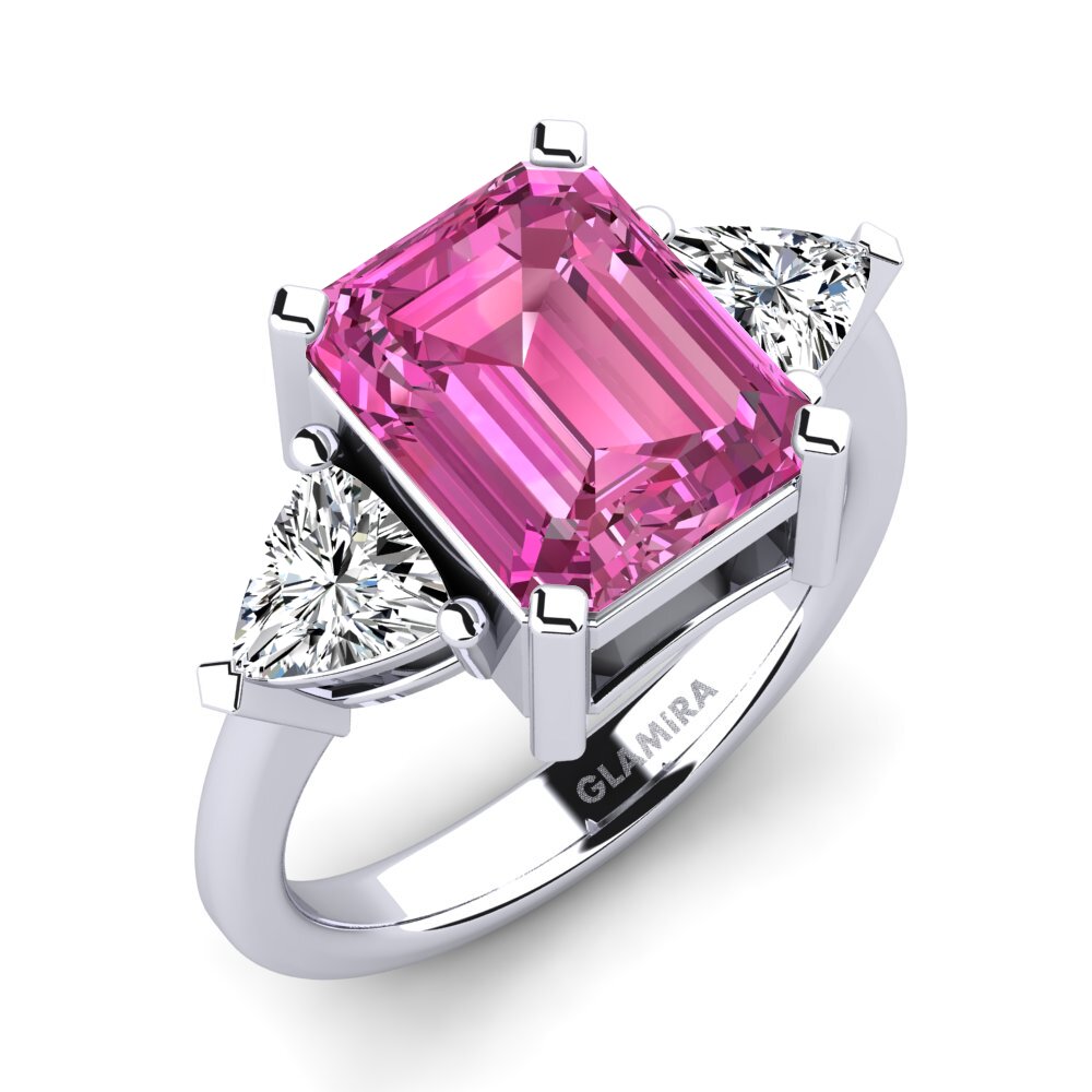 Emerald Cut Pink Topaz Engagement Ring Carenzia