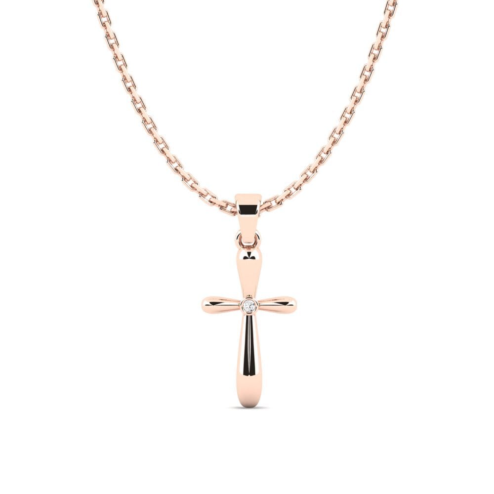 14K Rose Gold White sapphire Pendant Carica