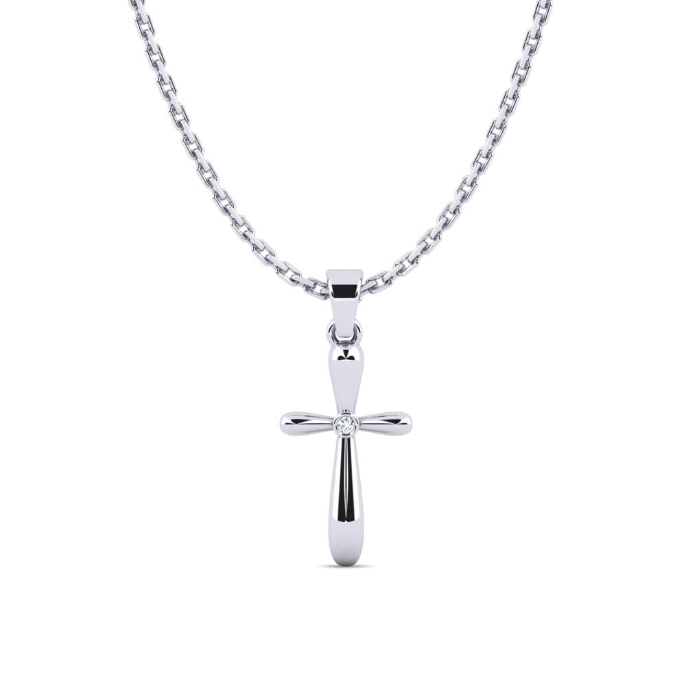 18ct White Gold Zirconia Women's Pendant Carica
