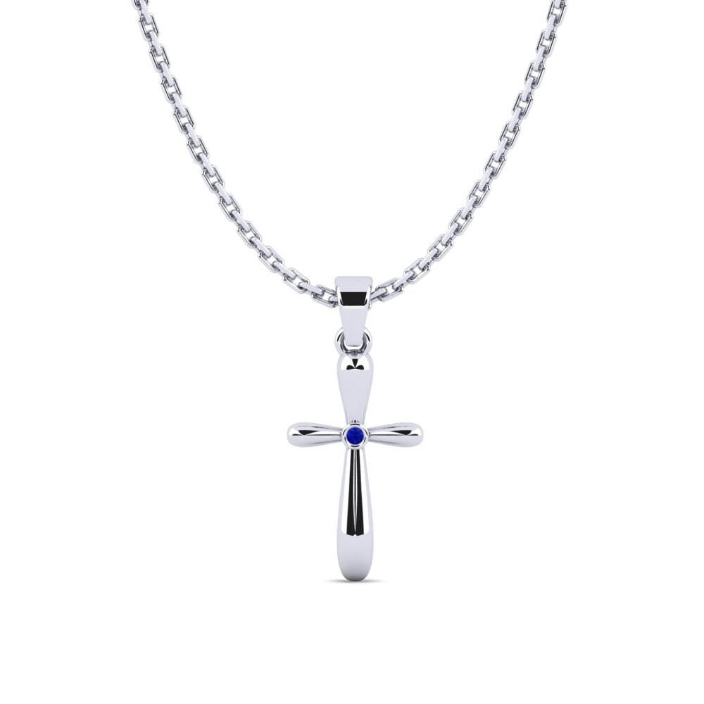 18k Oro Blanco Zafiro Colgante de Mujer Carica