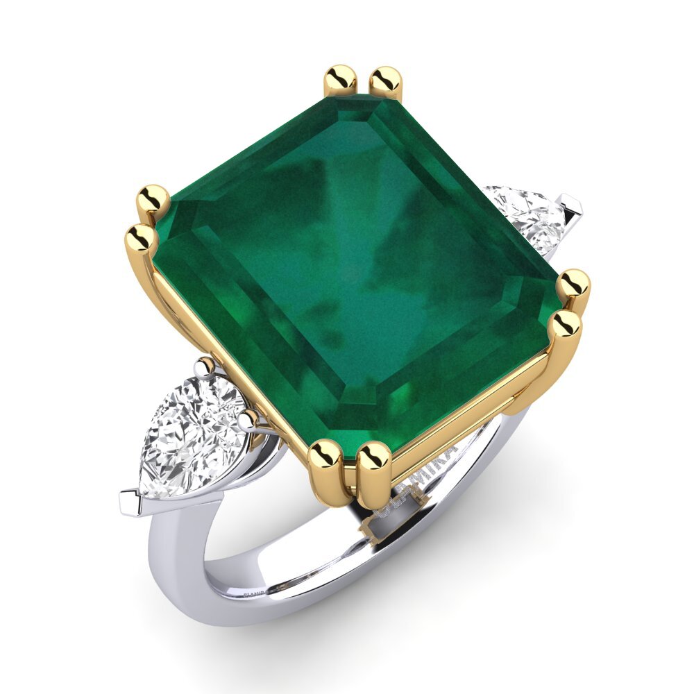 14k Oro Blanco & Amarillo Anillo Caridad
