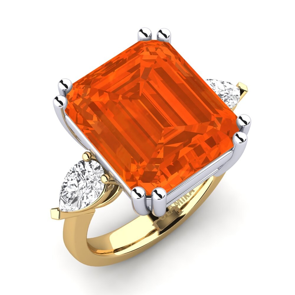 14k Oro Amarillo & Blanco Anillo Caridad