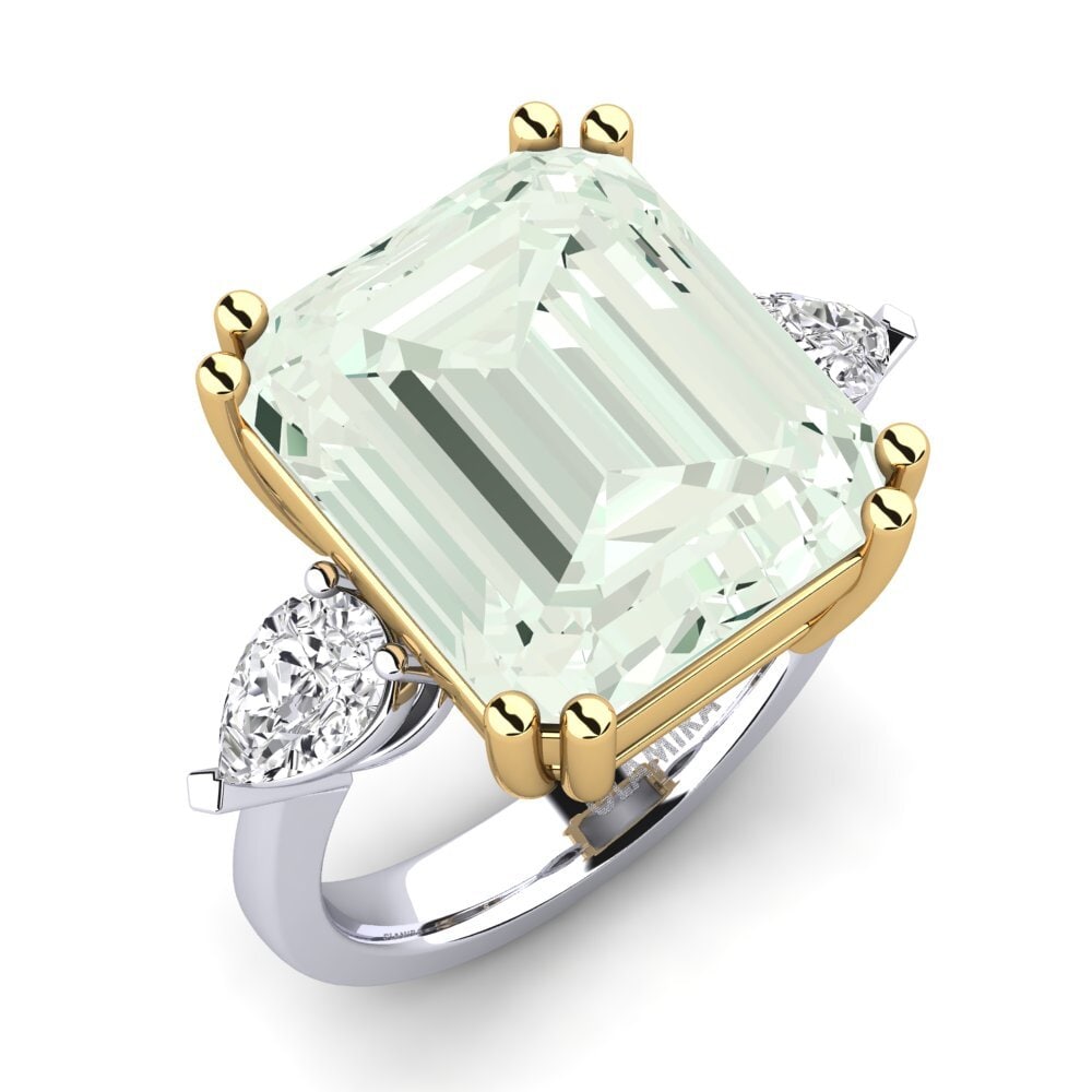 18ct White & Yellow Gold Green Amethyst Ring Caridad