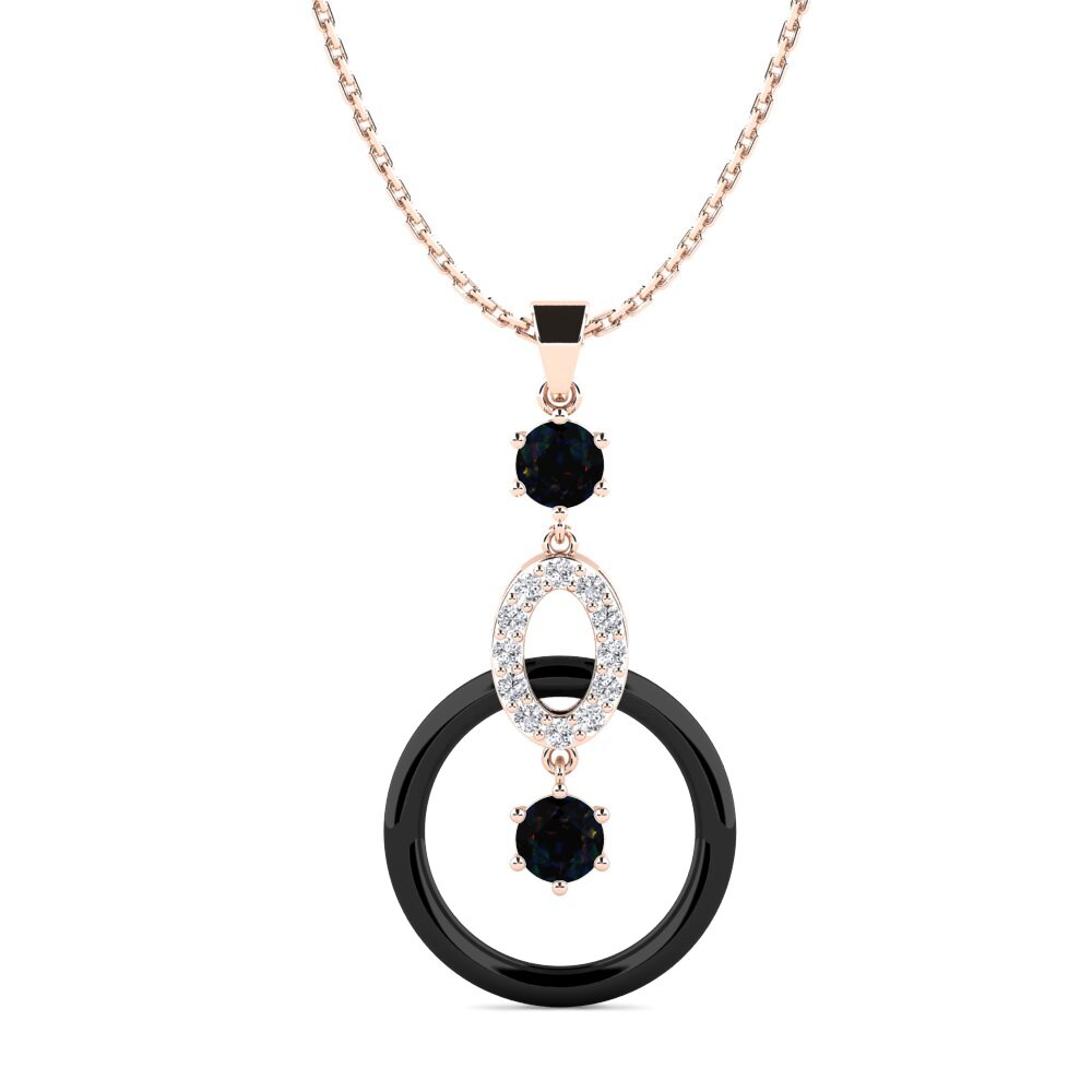 14ct Rose Gold Black Opal Women's Pendant Carie