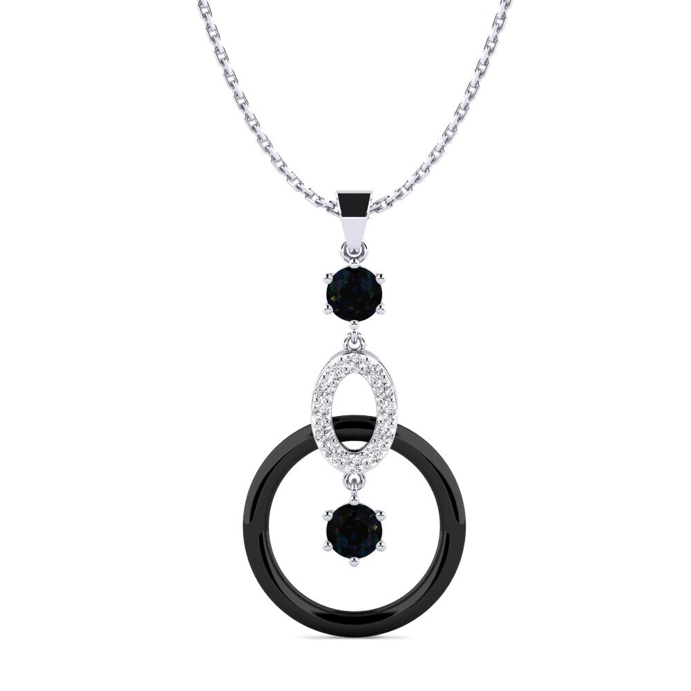 14ct White Gold Black Opal Women's Pendant Carie