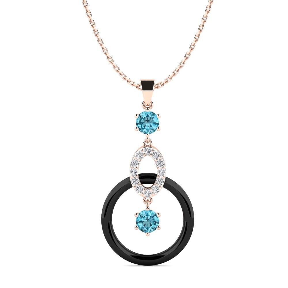 9ct Rose Gold Blue Zircon Women's Pendant Carie