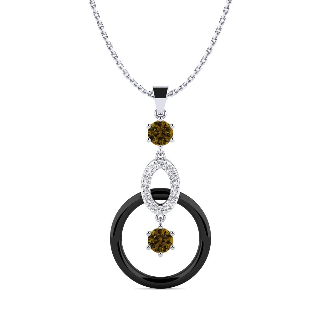 White Silver Brown Zircon Women's Pendant Carie