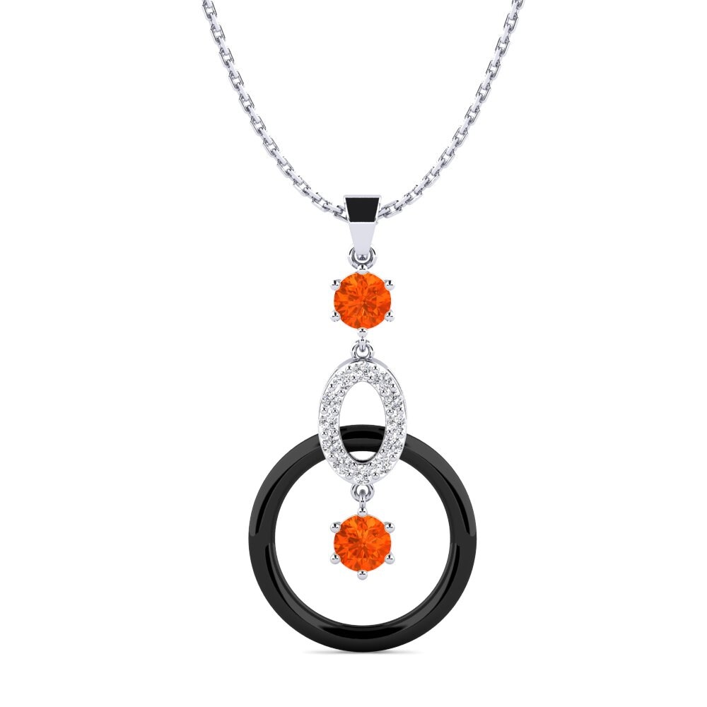 White Silver Fire Opal Women's Pendant Carie