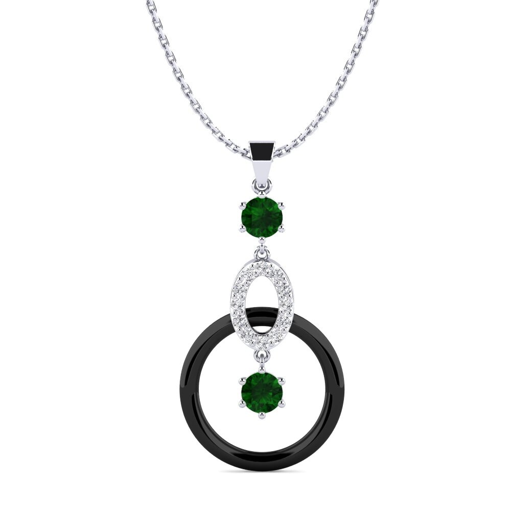 White Silver Green Tourmaline Women's Pendant Carie
