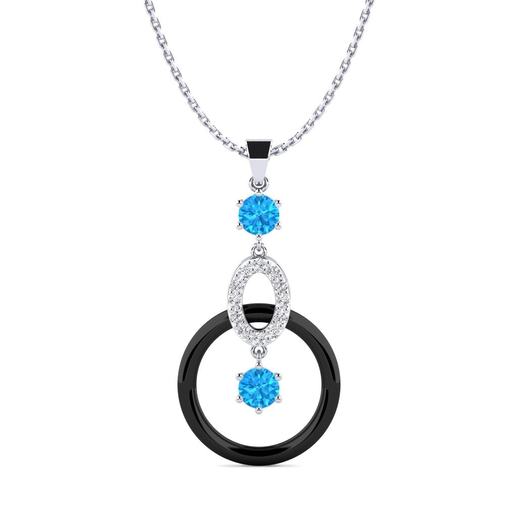 950 Platinum Blue Topaz Women's Pendant Carie