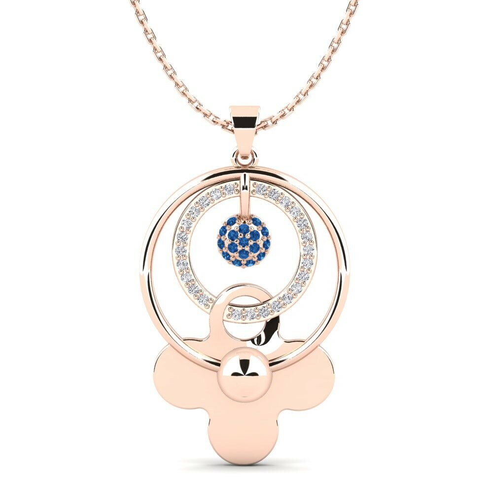 Vàng Hồng 9K Đá Zirconia Xanh Lam Mặt dây chuyền nữ Carien