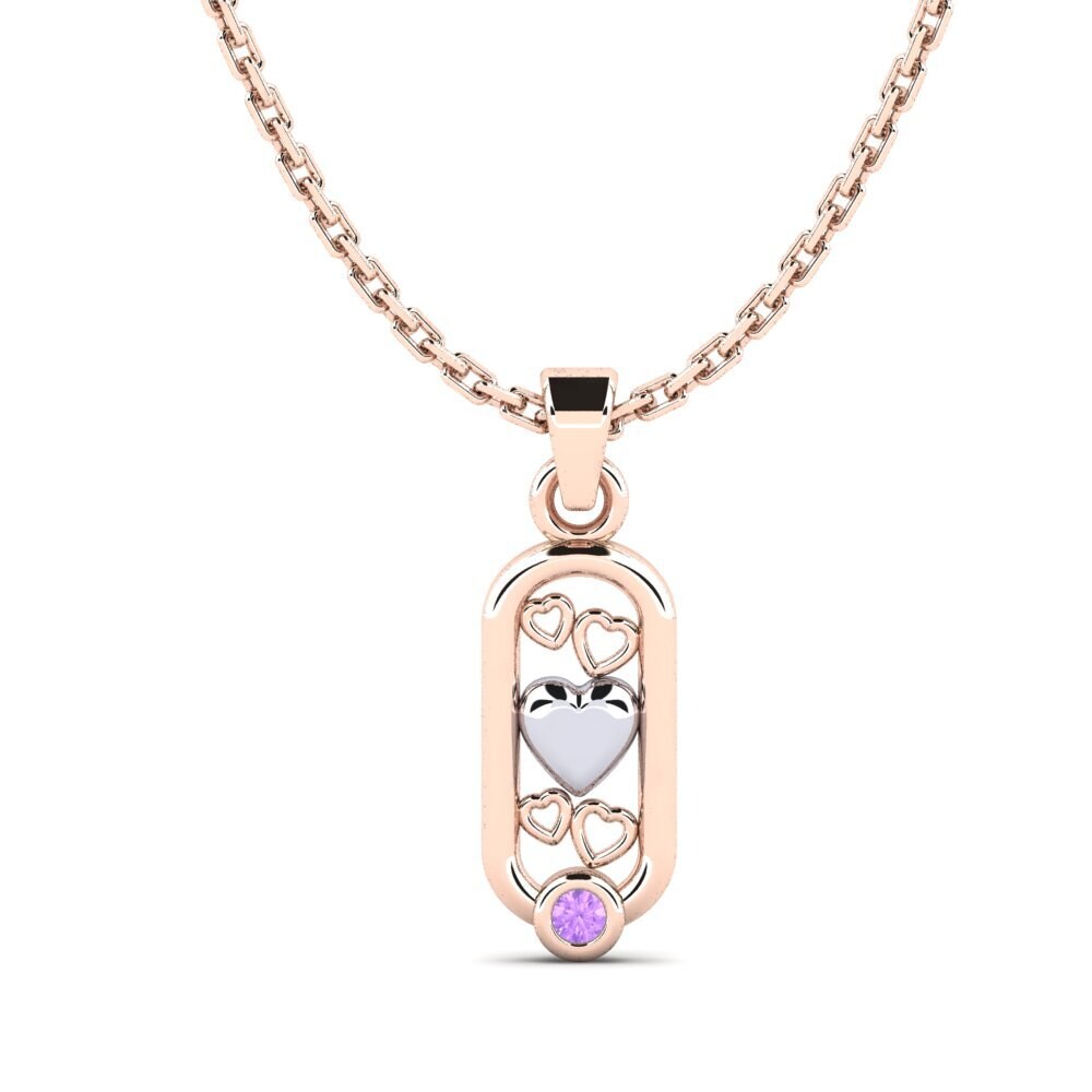 9k Oro Rosa & Blanco Amatista Colgante de Mujer Carinac