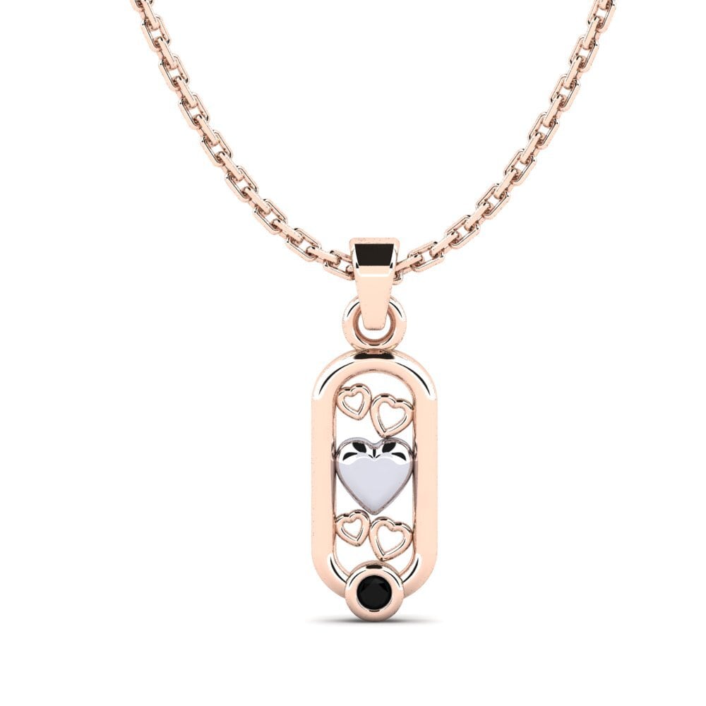14k Oro Rosa & Blanco Zafiro negro Colgante de Mujer Carinac