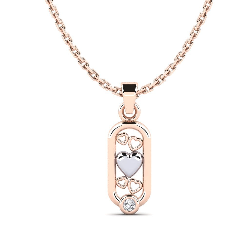 9k Oro Rosa & Blanco Diamante Colgante de Mujer Carinac