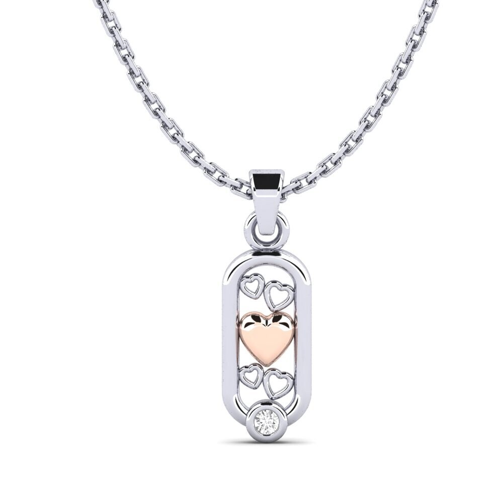 18k Oro Blanco & Rosa Zafiro blanco Colgante de Mujer Carinac