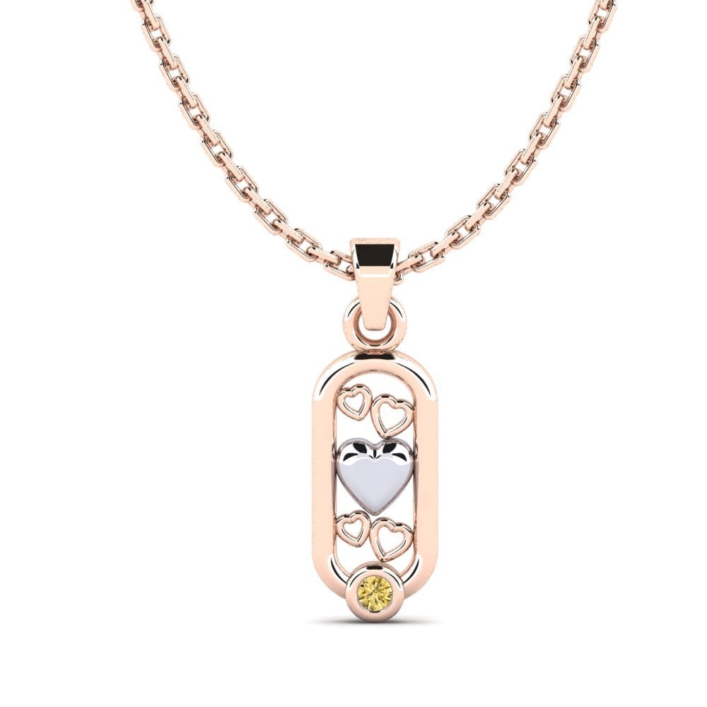 9k Oro Rosa & Blanco Diamante Amarillo Colgante de Mujer Carinac