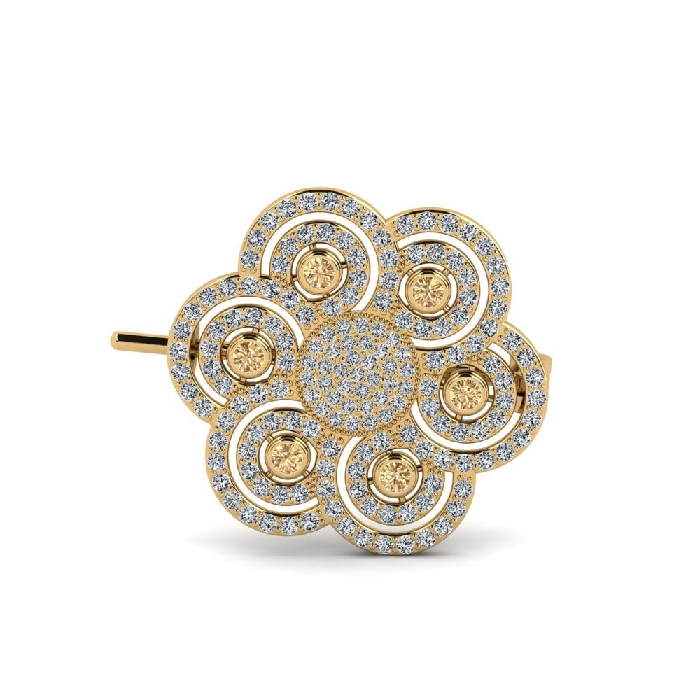 14ct Yellow Gold Brown Diamond Brooch Carisa