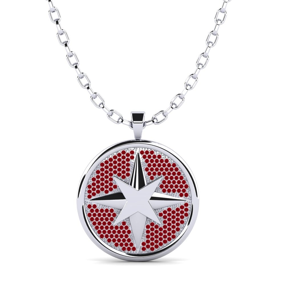 Weißgold 375 Roter Zirkonia Herren-Anhänger Carkol