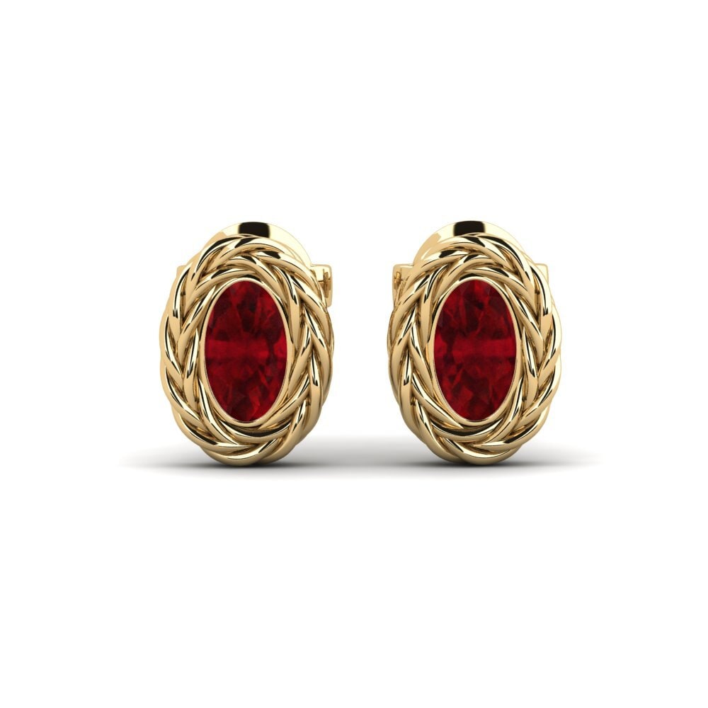 Ovale Rubis Boucle d'oreille femme Carlamaria