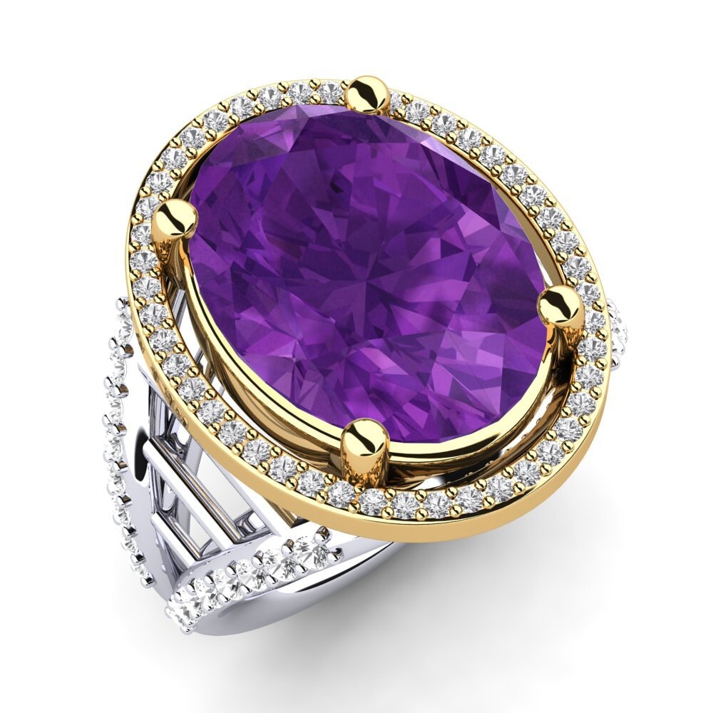 9k Oro Blanco & Amarillo Anillo Carlene