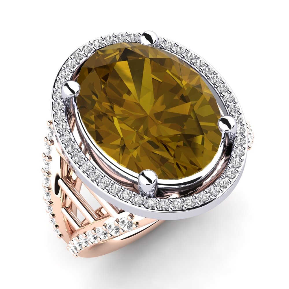14ct Rose & White Gold Brown Zircon Ring Carlene