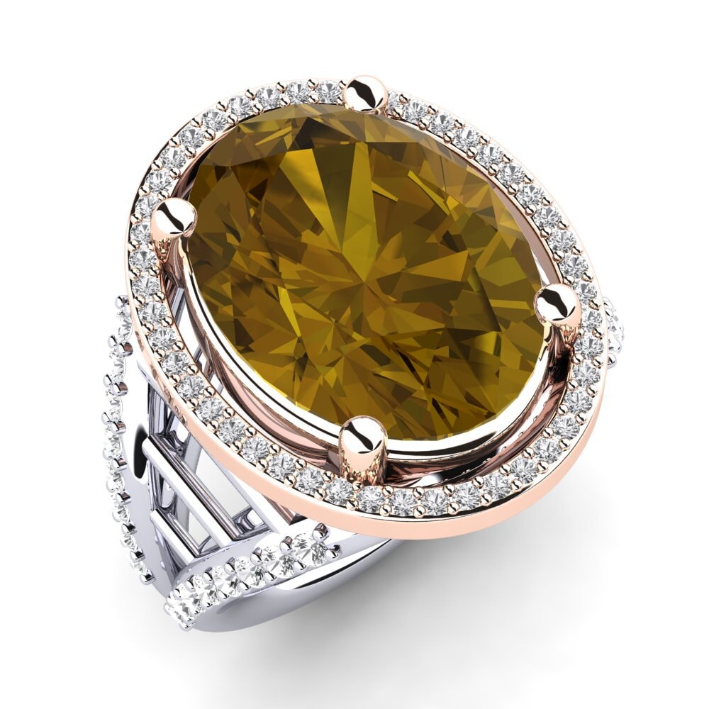 18k Oro Blanco & Rosa Anillo Carlene