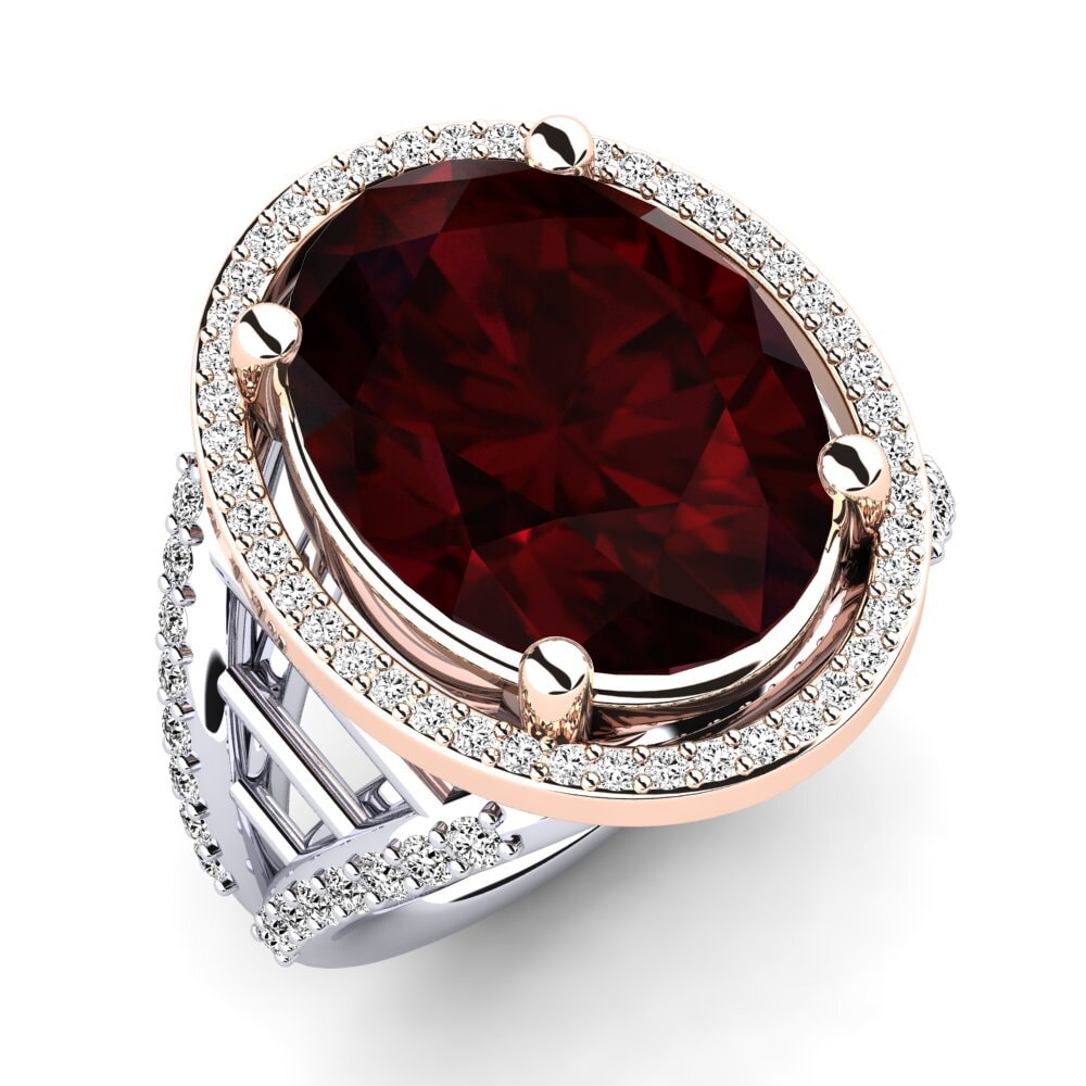 18k Oro Blanco & Rosa Granate Anillo Carlene