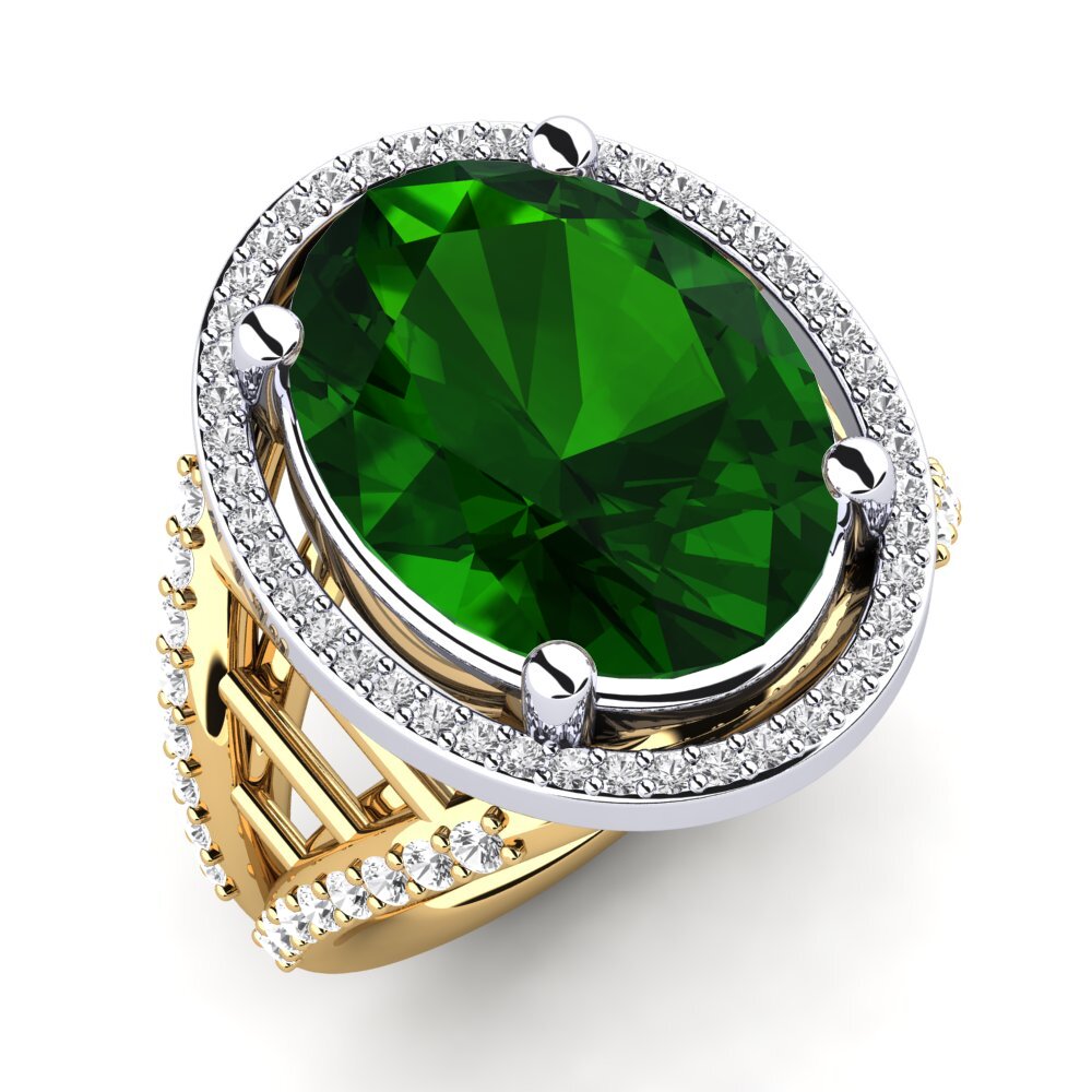 9k Oro Amarillo & Blanco Anillo Carlene