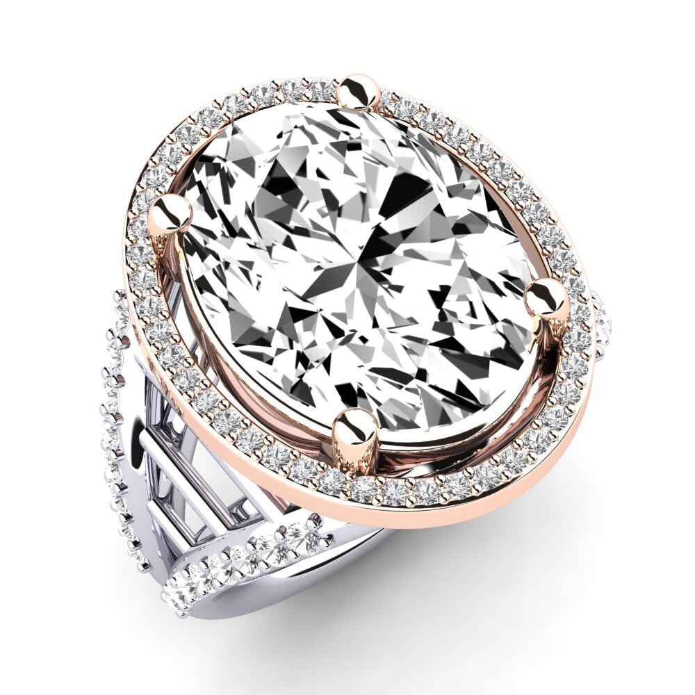 18k Oro Blanco & Rosa Moissanita Anillo Carlene