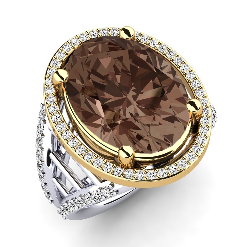 18ct White / Yellow Gold Smoky Quartz Ring Carlene