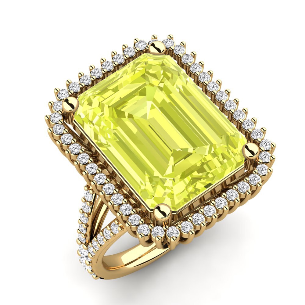 Or Jaune 14k Quartz Citron Bague Carli