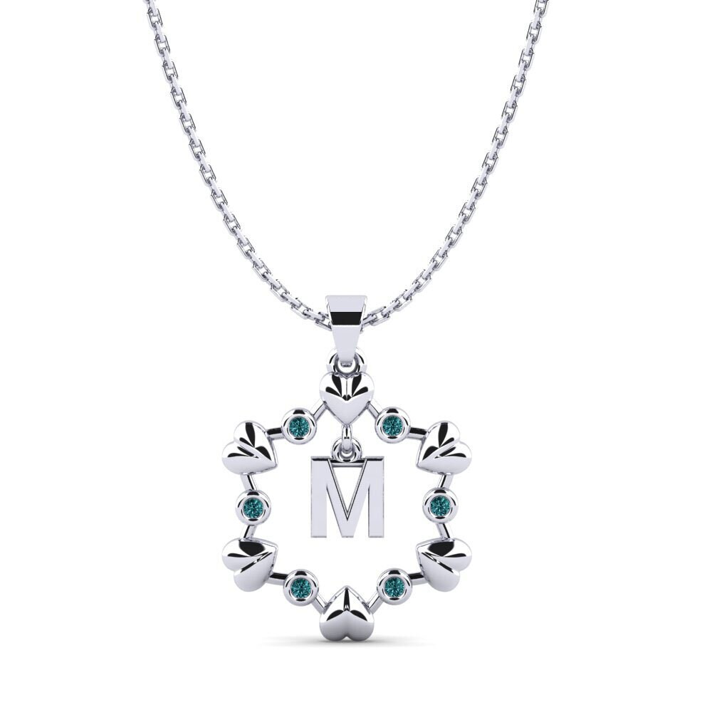Weiß-Silber Blauer Diamant Anhänger Carline M