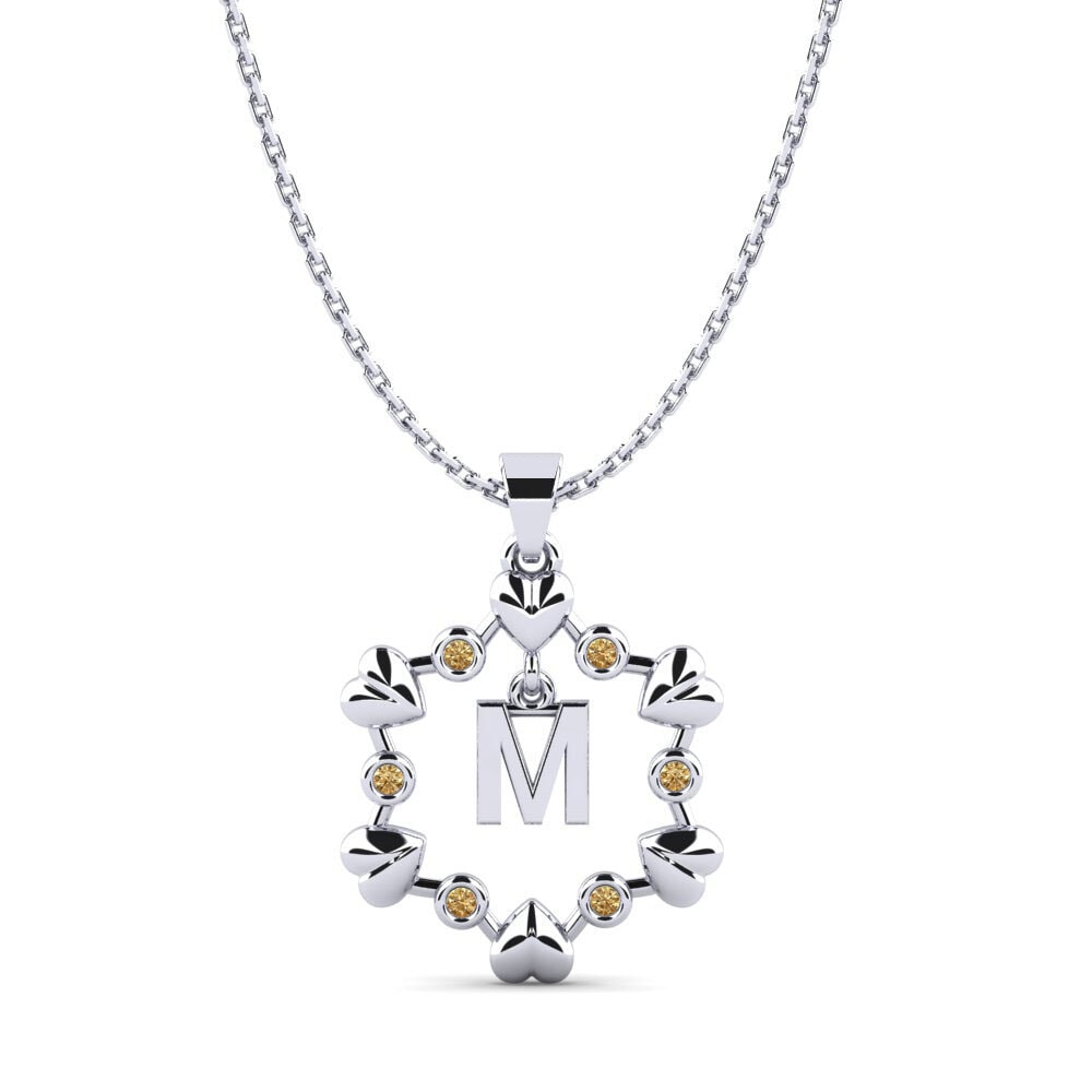 Plata 925 Diamante Marrón Colgante Carline M