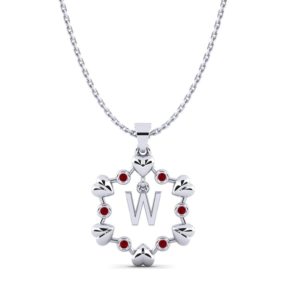 Weiß-Silber Roter Zirkonia Anhänger Carline W