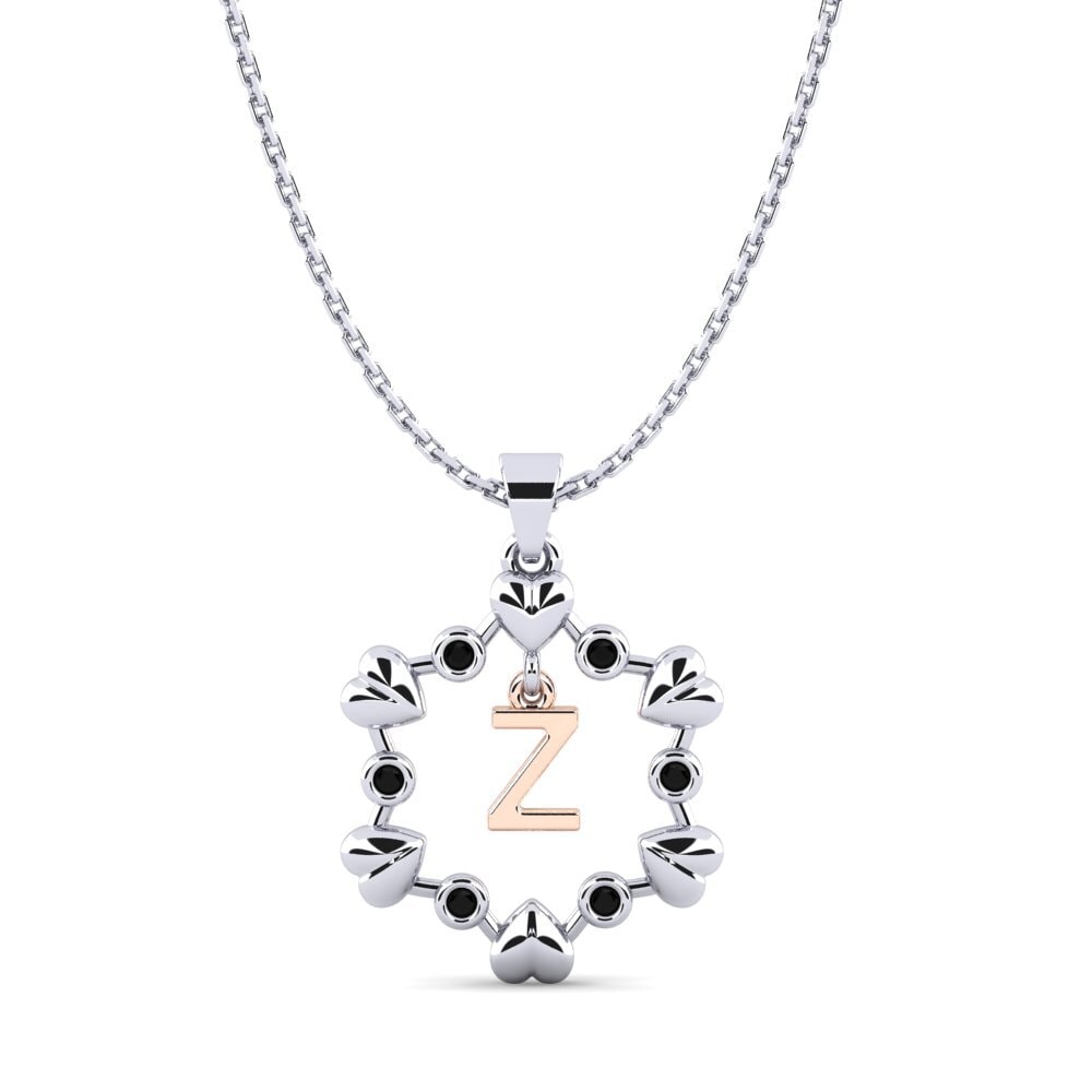 14k Oro Blanco & Rosa Zafiro negro Colgante de Mujer Carline Z
