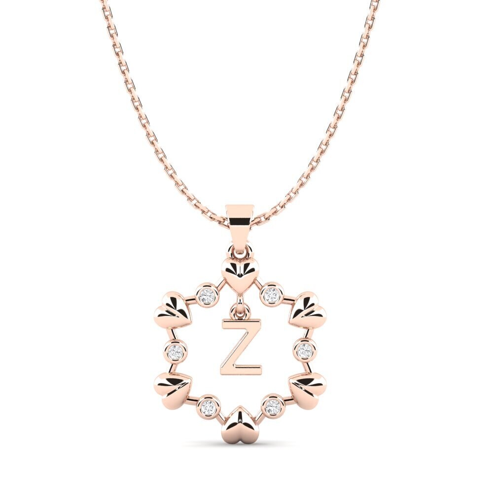 Rotgold 585 Weißer Saphir Damen anhänger Carline Z