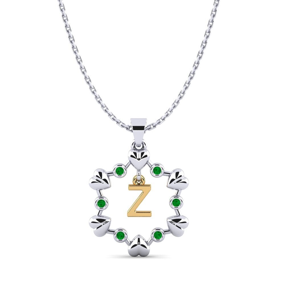585 Weiß & Gelbgold Smaragd Damen anhänger Carline Z