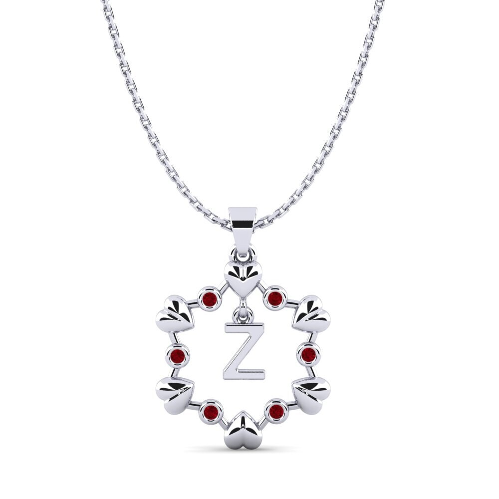 Weiß-Silber Roter Zirkonia Damen anhänger Carline Z