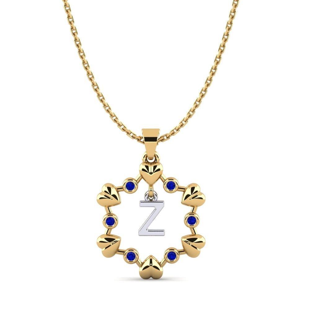 585 Gelb & Weißgold Saphir Damen anhänger Carline Z