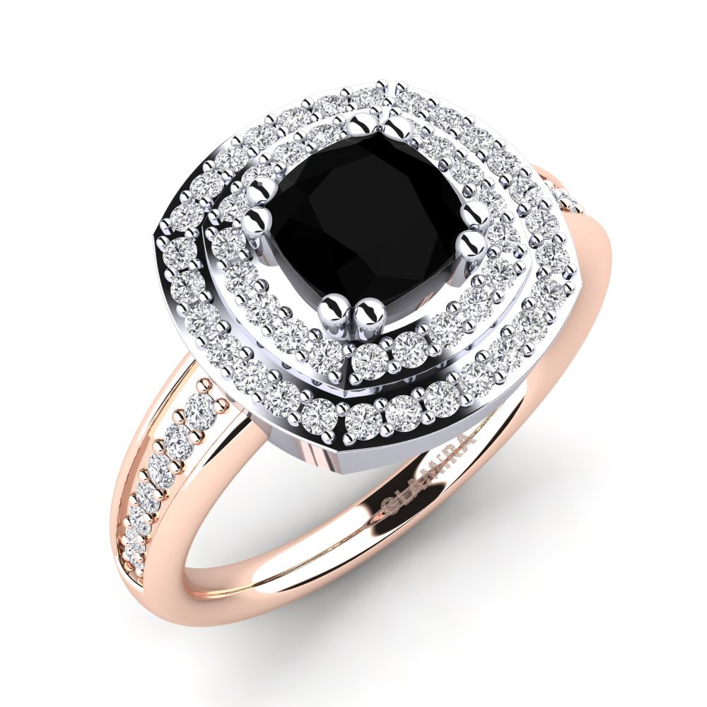 9ct White & Rose Gold Black Onyx Engagement Ring Carlina