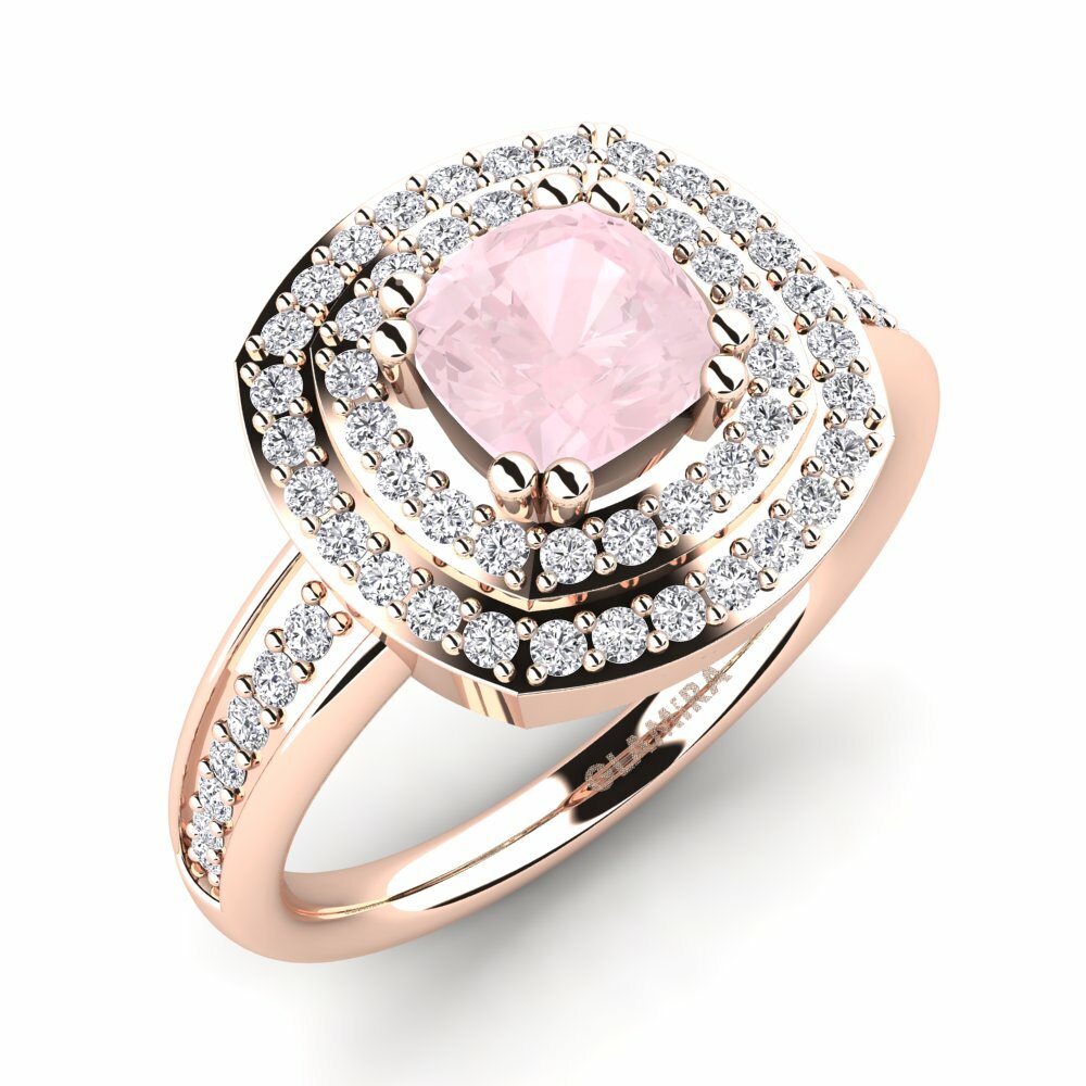 9k Rose Gold Rose Quartz Engagement Ring Carlina