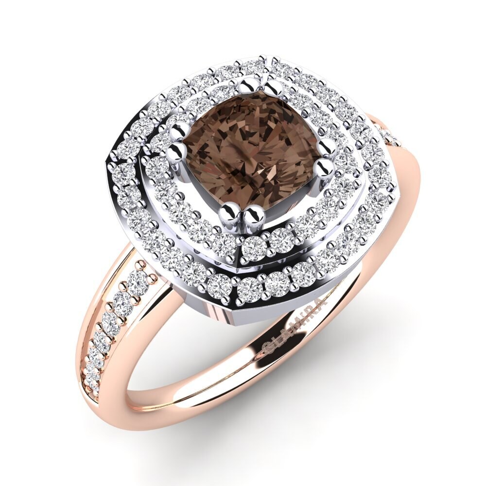 9ct White & Rose Gold Smoky Quartz Engagement Ring Carlina