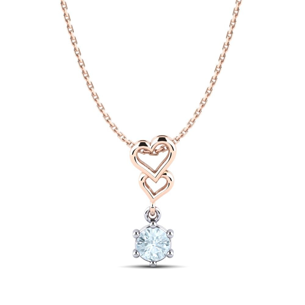 18k Oro Rosa & Blanco Aguamarina Colgante de Mujer Carmenta