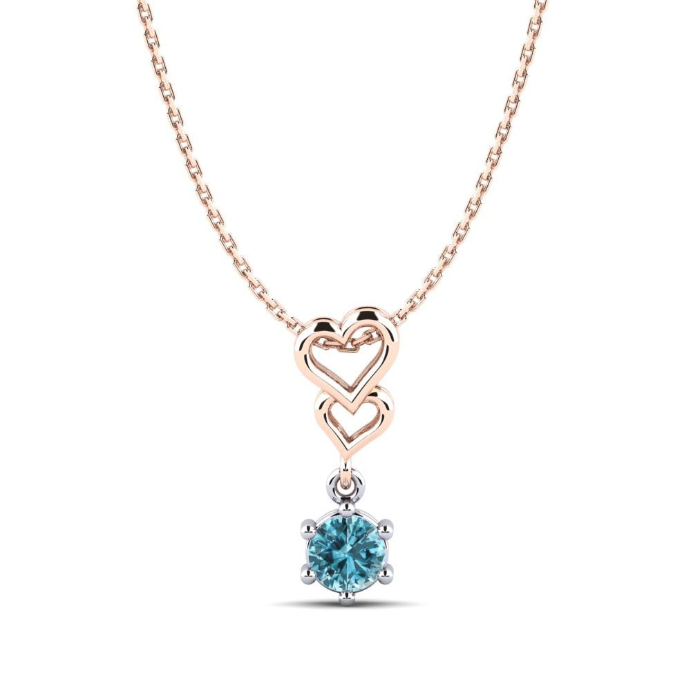 14ct Rose / White Gold Blue Zircon Women's Pendant Carmenta